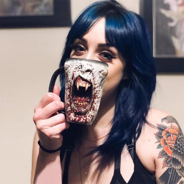 Handmade Gothic Vampire Half Face Mug