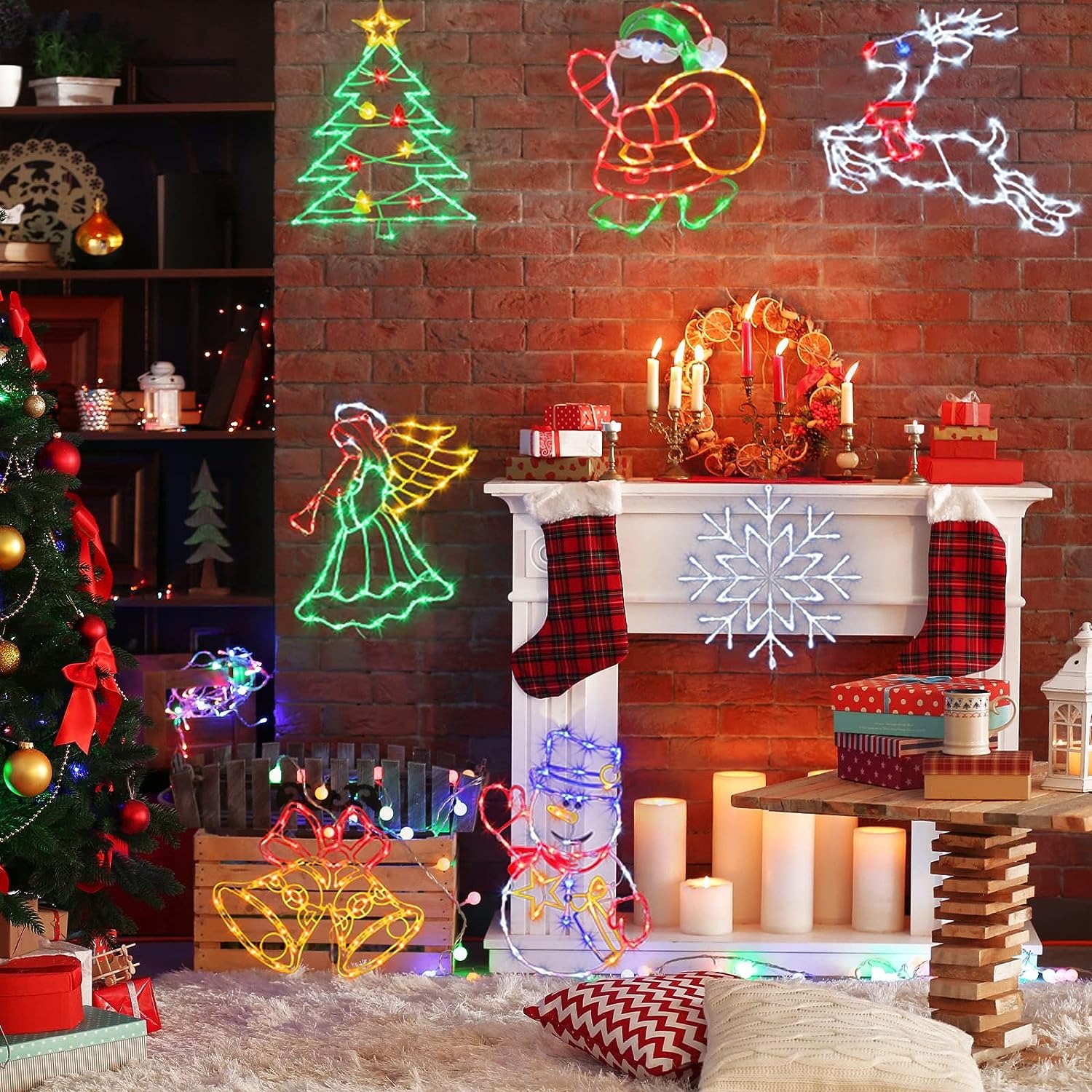 Christmas Window Silhouette Lights Decorations