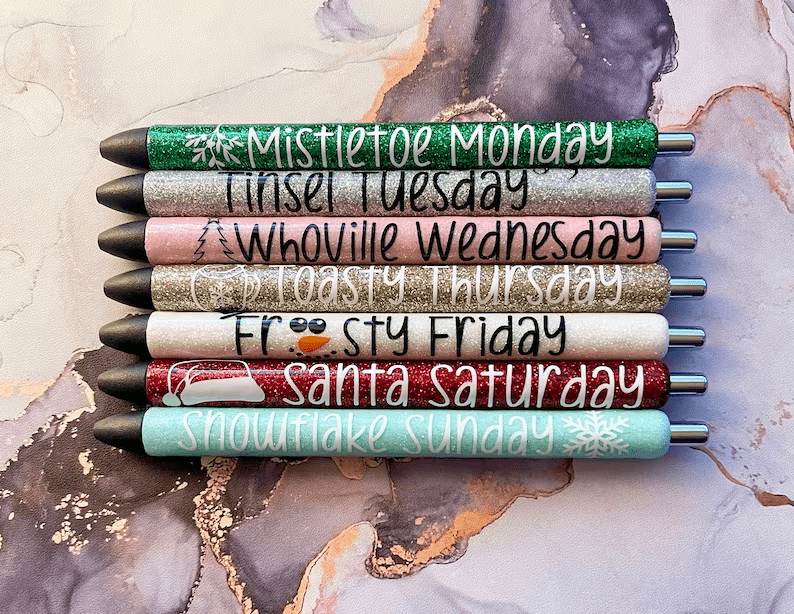 Christmas Days of the Week Pen Set (set of 7)