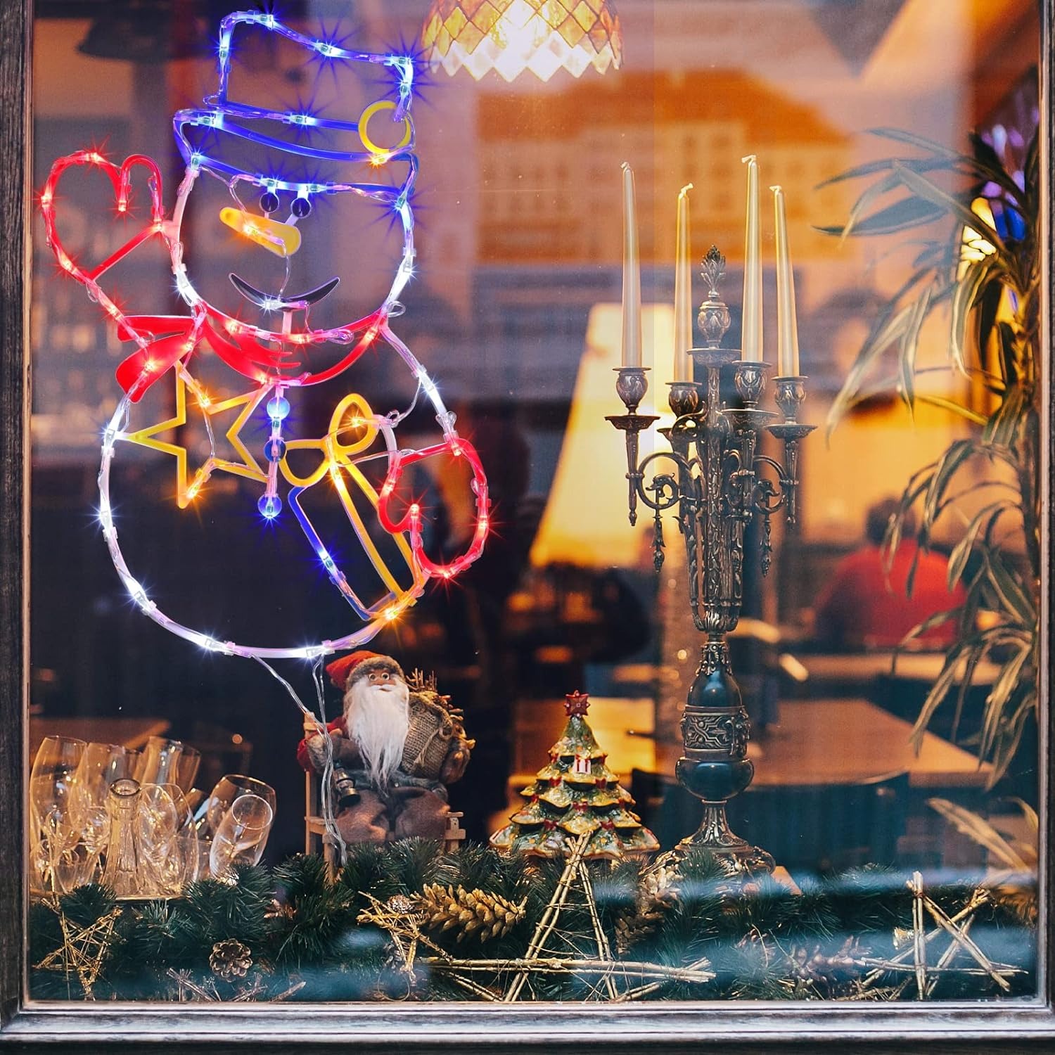 Christmas Window Silhouette Lights Decorations