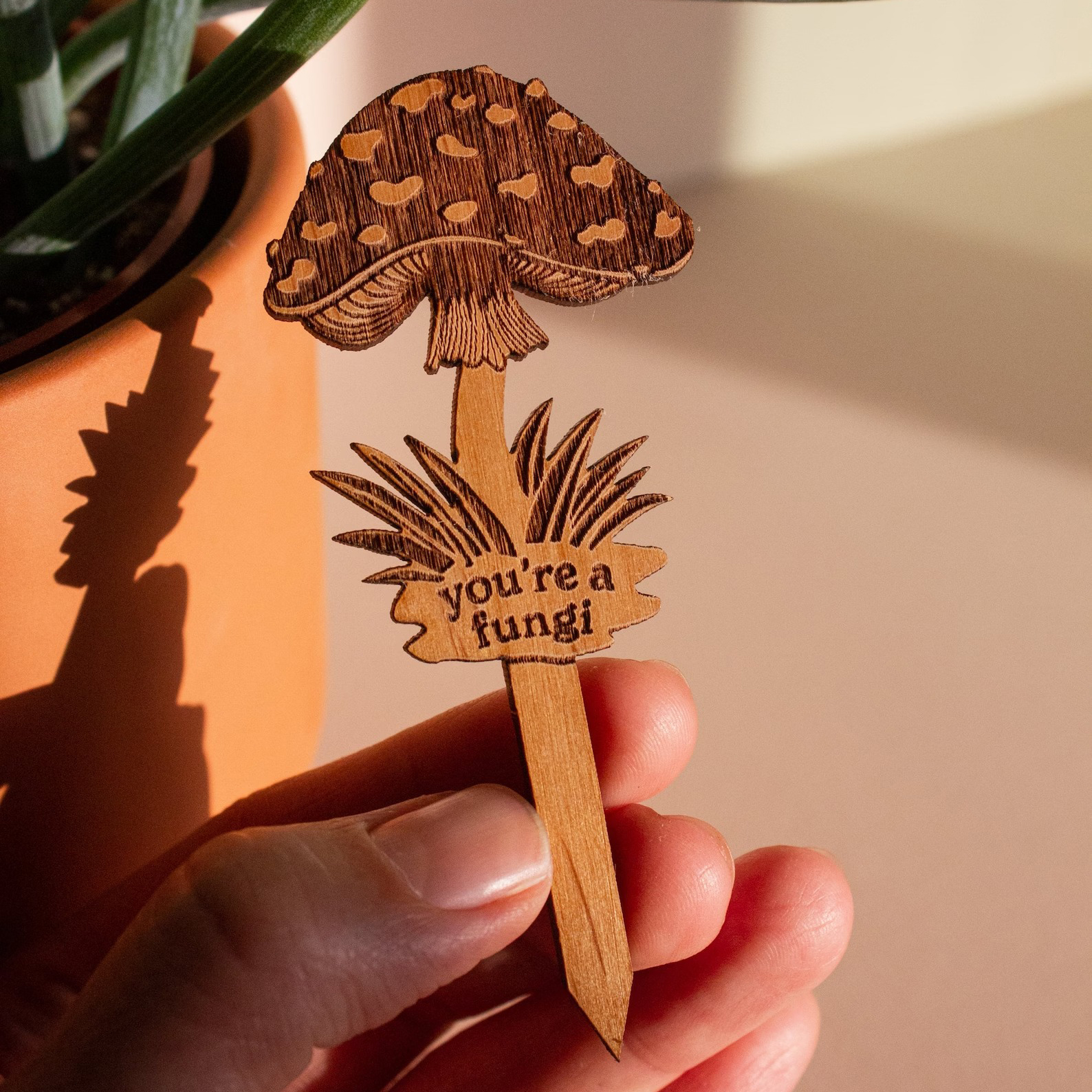 Handmade Encouraging Wood Plant Pick