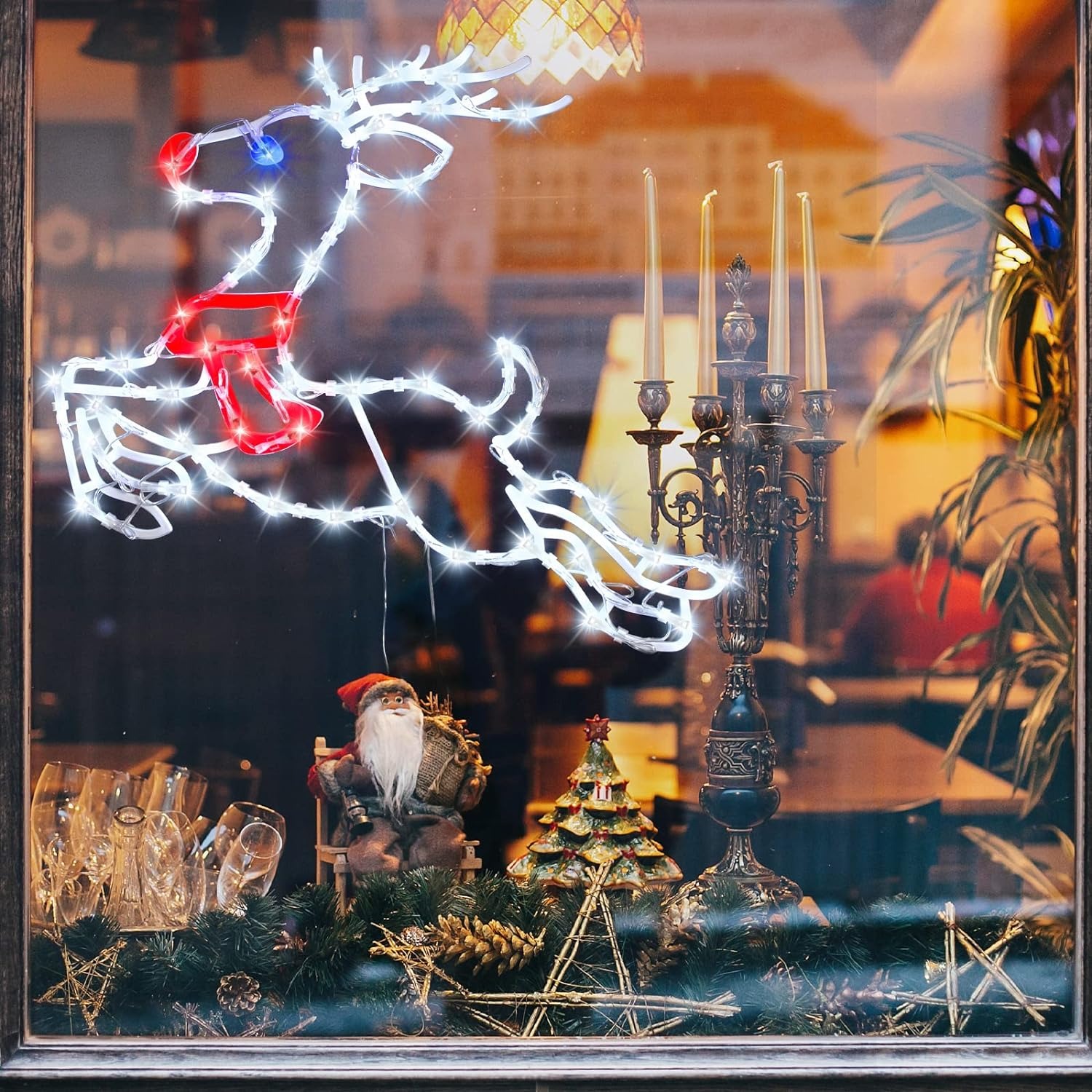 Christmas Window Silhouette Lights Decorations
