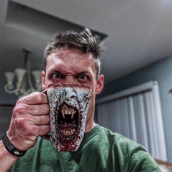 Handmade Gothic Vampire Half Face Mug