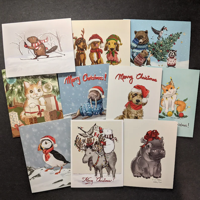 🐾Animal Christmas Card Set (10 PCS)🎄