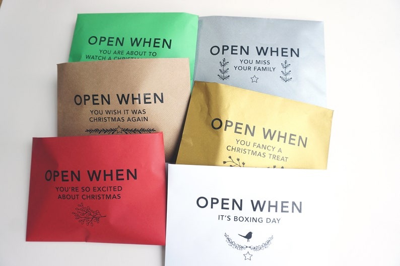 Open When Envelopes for Christmas