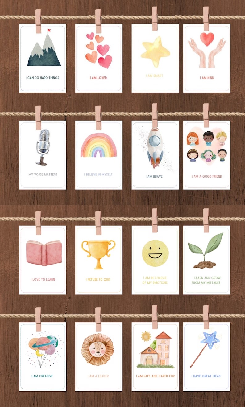 16 Affirmation Cards For kids 