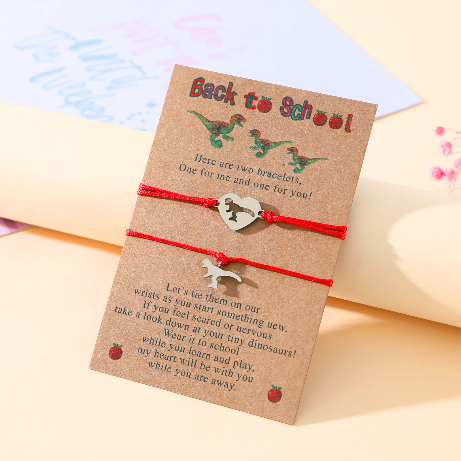 📚First Day of School Dino Bracelet Set🦖Perfect Gift for Besties👭