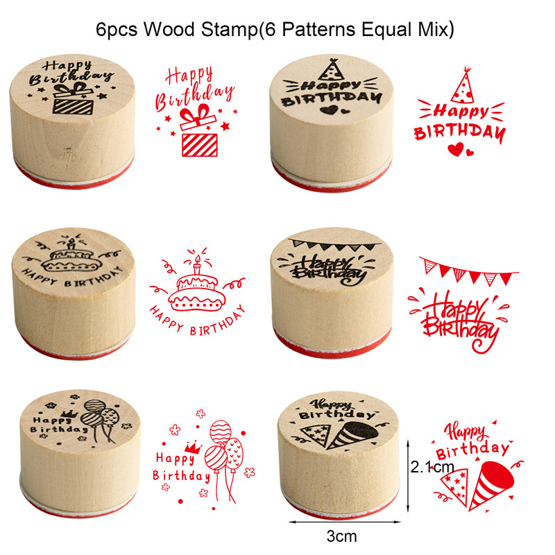 ❤️6pcs Thank You Wood Rubber Stamps
