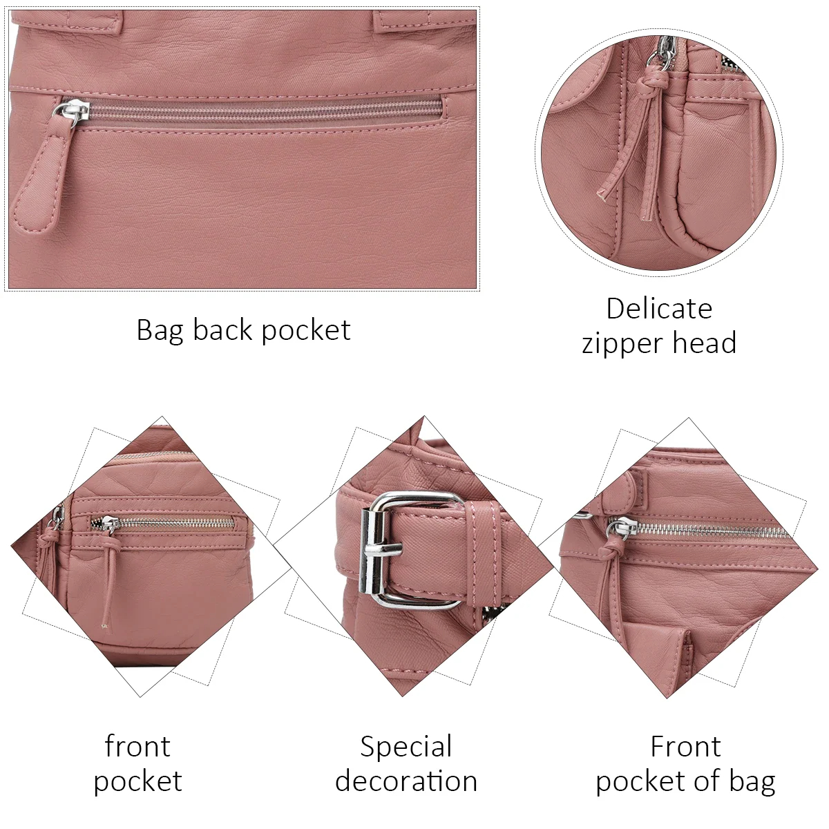 Multi-Pocket Crossbody Bag Soft Leather Shoulder Purse Bag