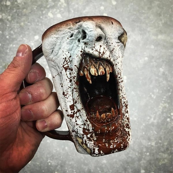 Handmade Gothic Vampire Half Face Mug