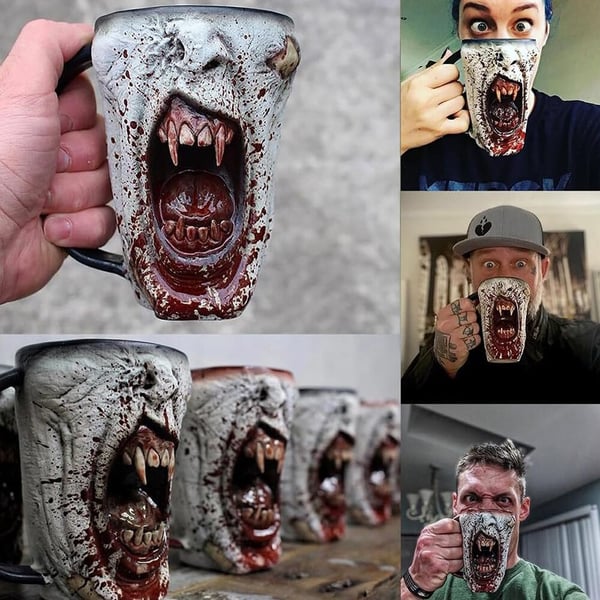 Handmade Gothic Vampire Half Face Mug