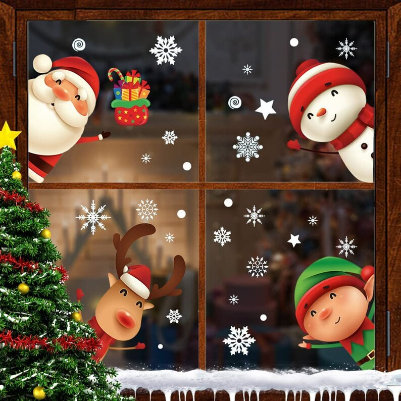 🎄Christmas Snowflake Window Clings Stickers❄️