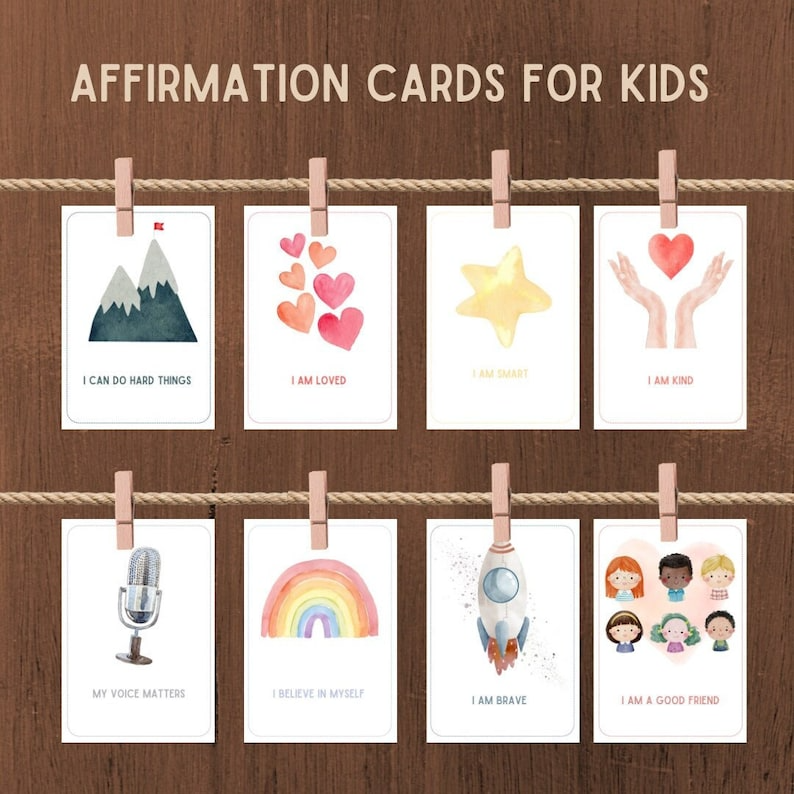 16 Affirmation Cards For kids 