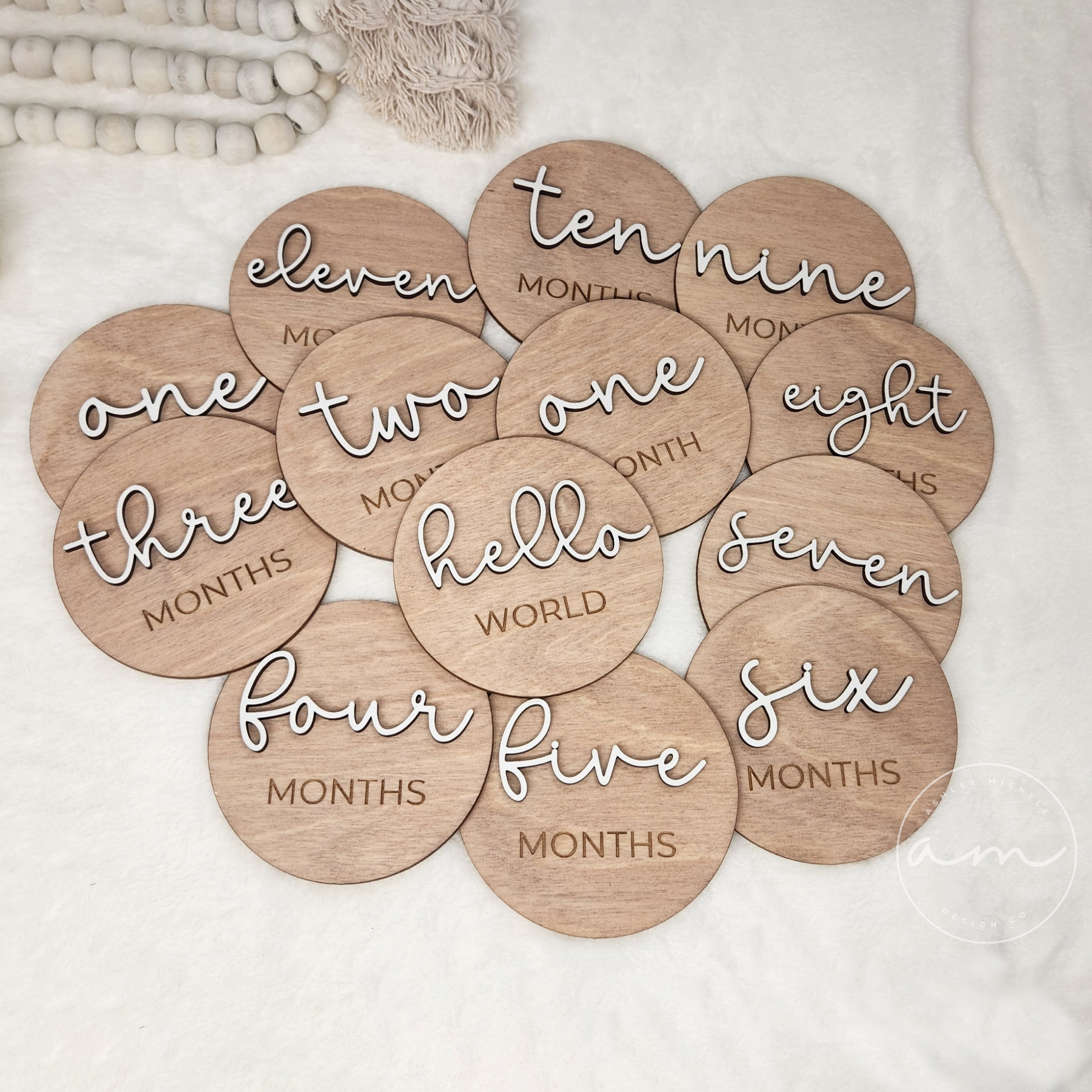 Wooden Baby Monthly Milestone Markers