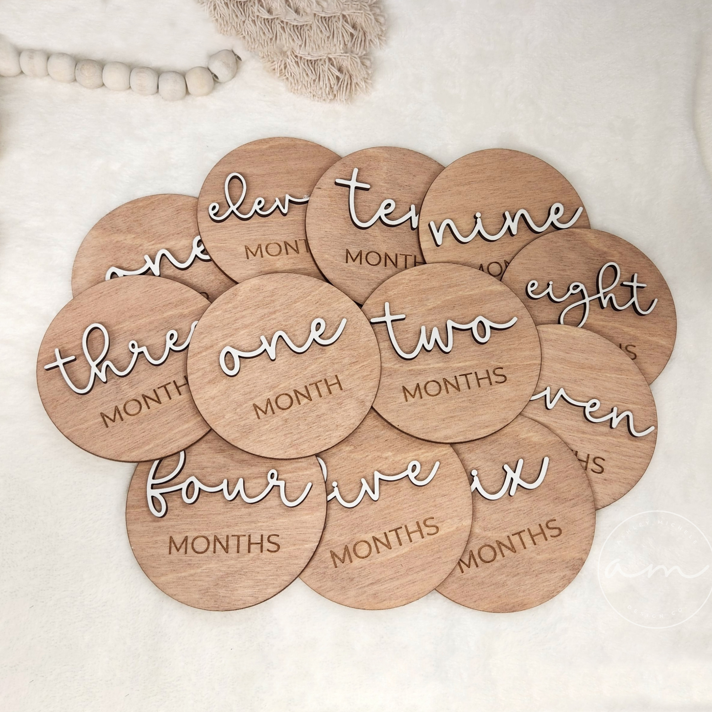 Wooden Baby Monthly Milestone Markers