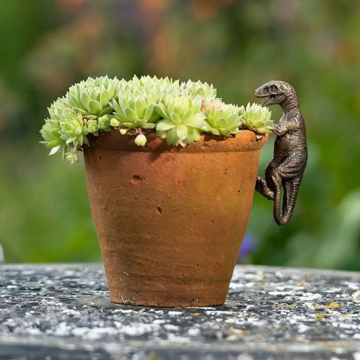 Bronze Velociraptor Pot Buddy