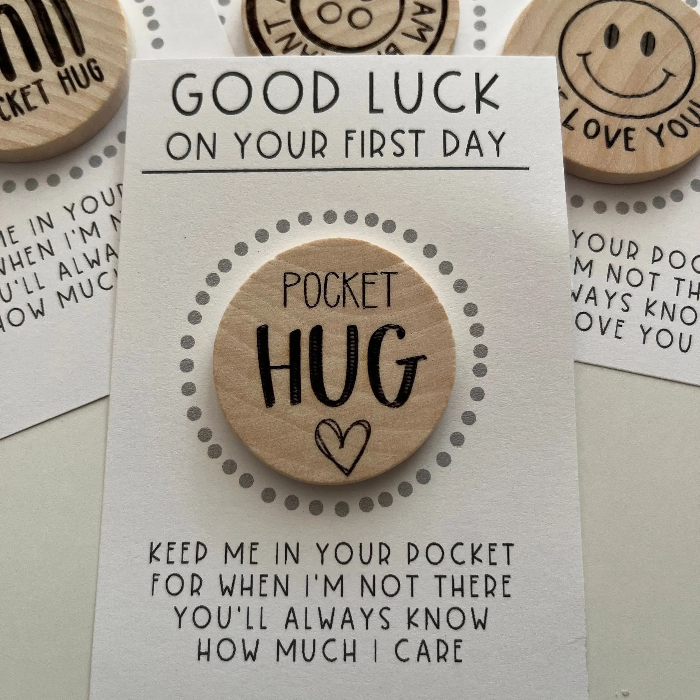 Back to School Wood Pocket Hug Token