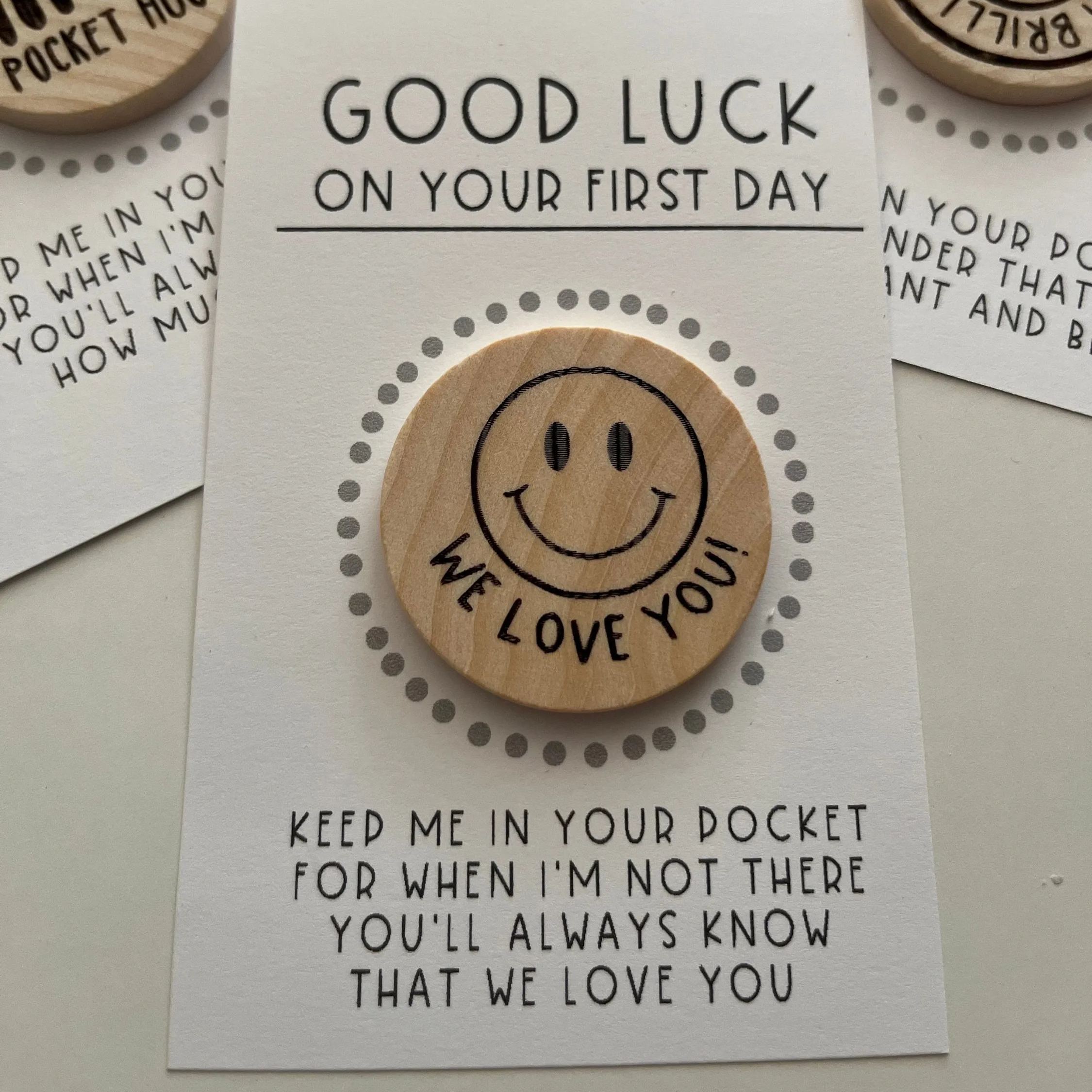 Back to School Wood Pocket Hug Token