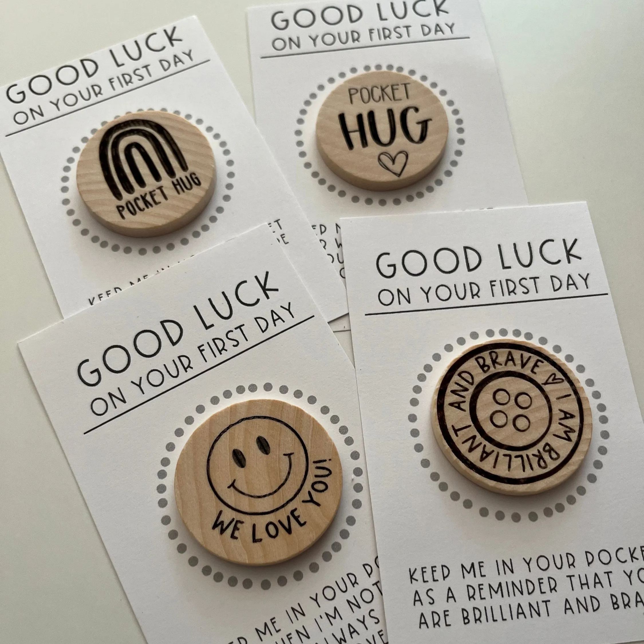 Back to School Wood Pocket Hug Token