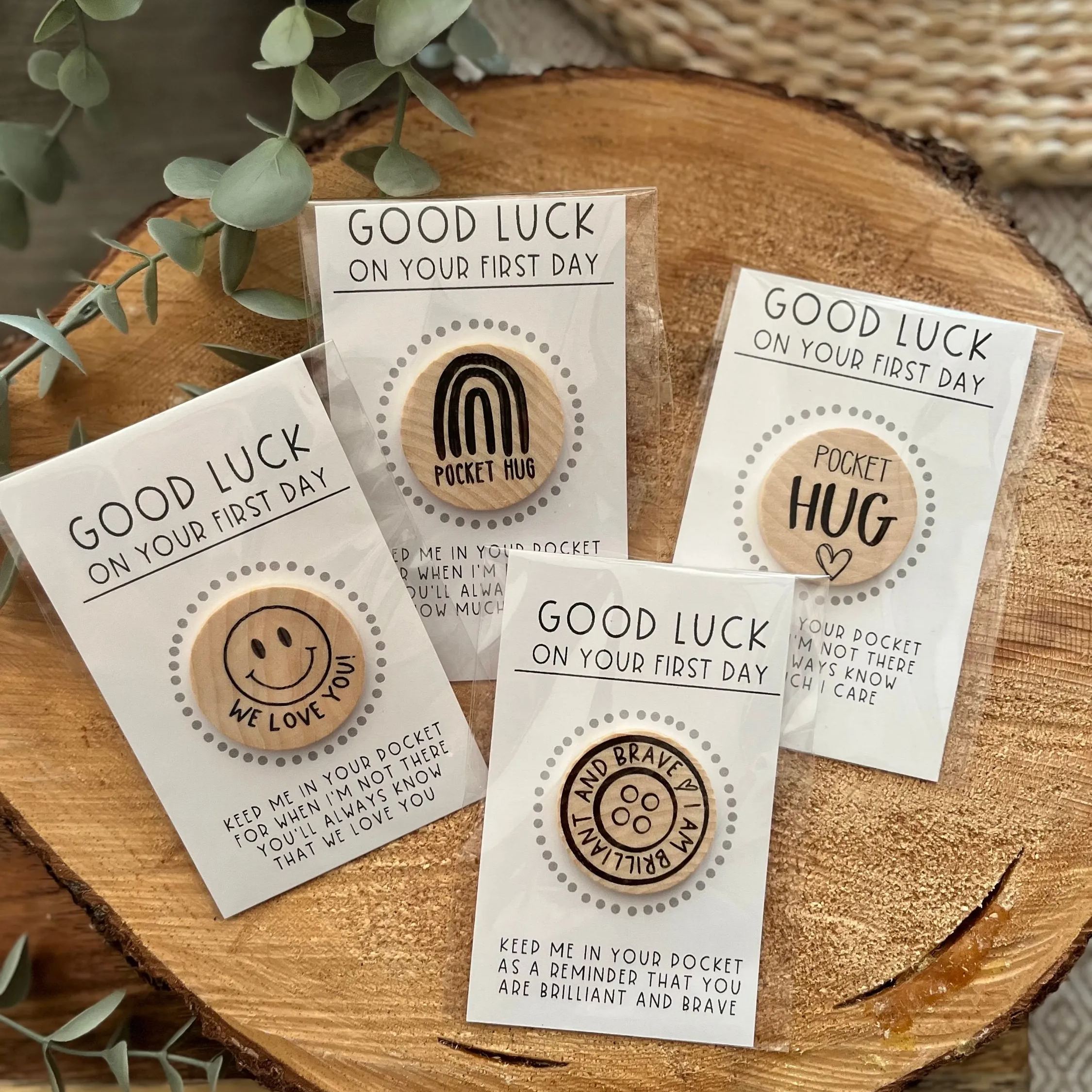 Back to School Wood Pocket Hug Token