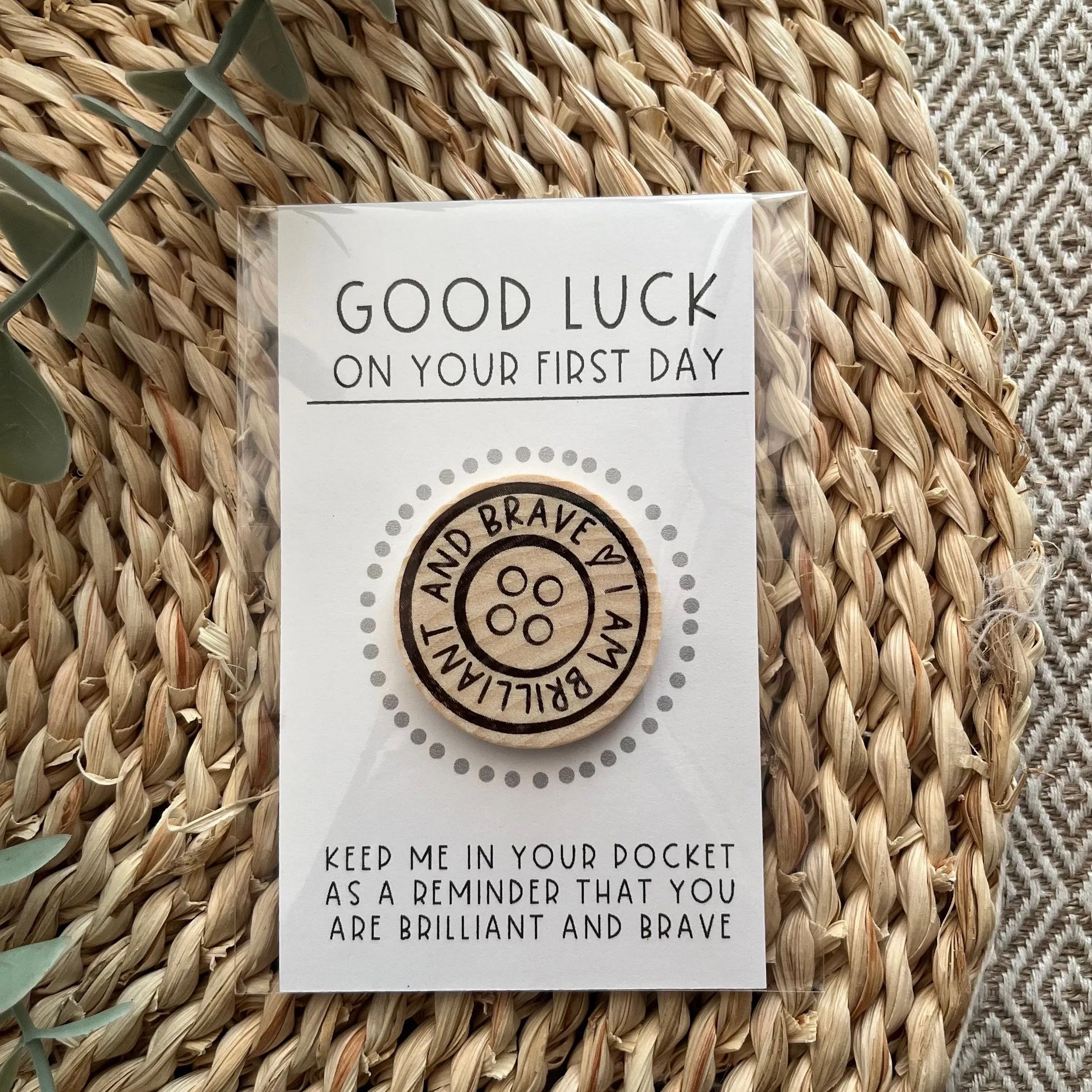 Back to School Wood Pocket Hug Token