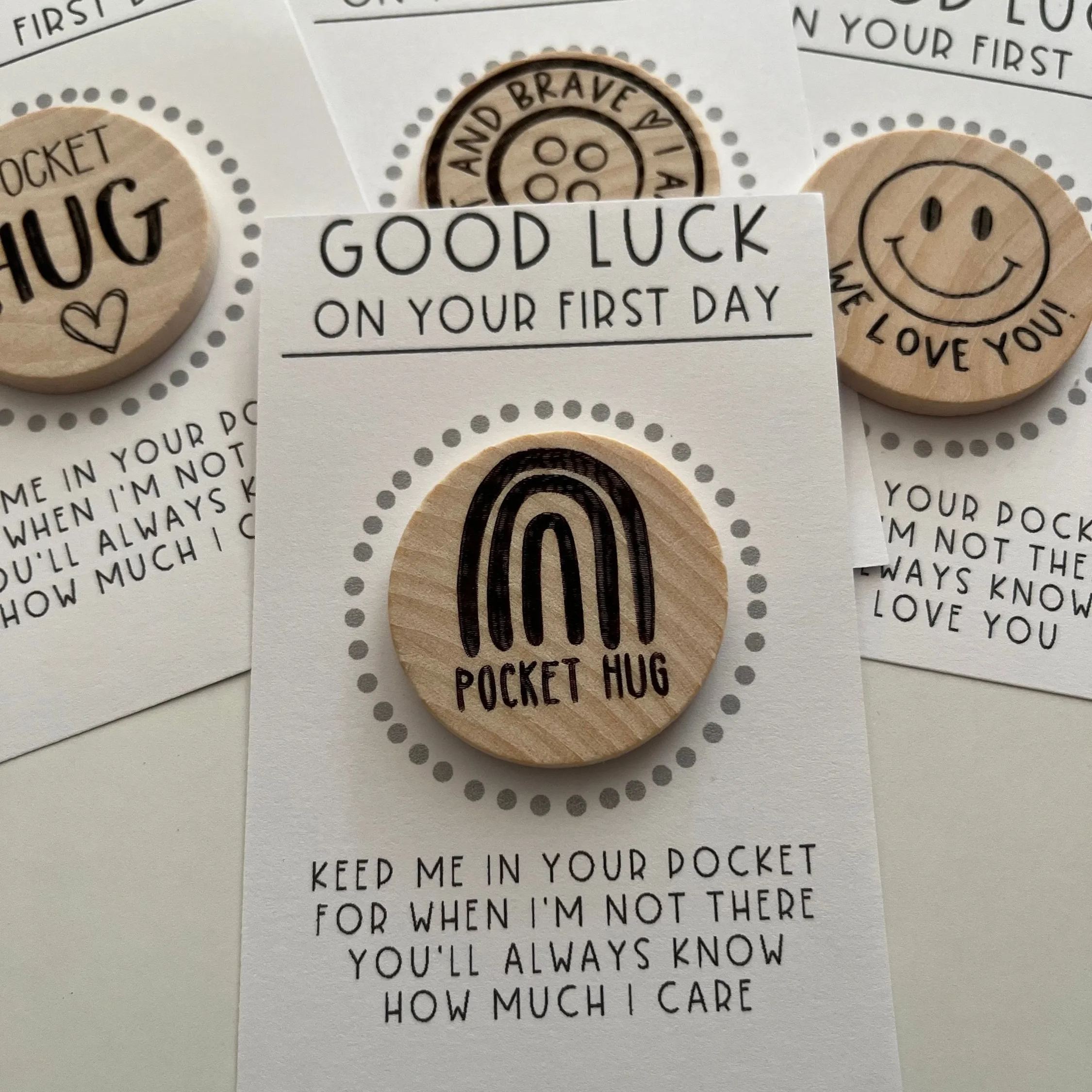Back to School Wood Pocket Hug Token