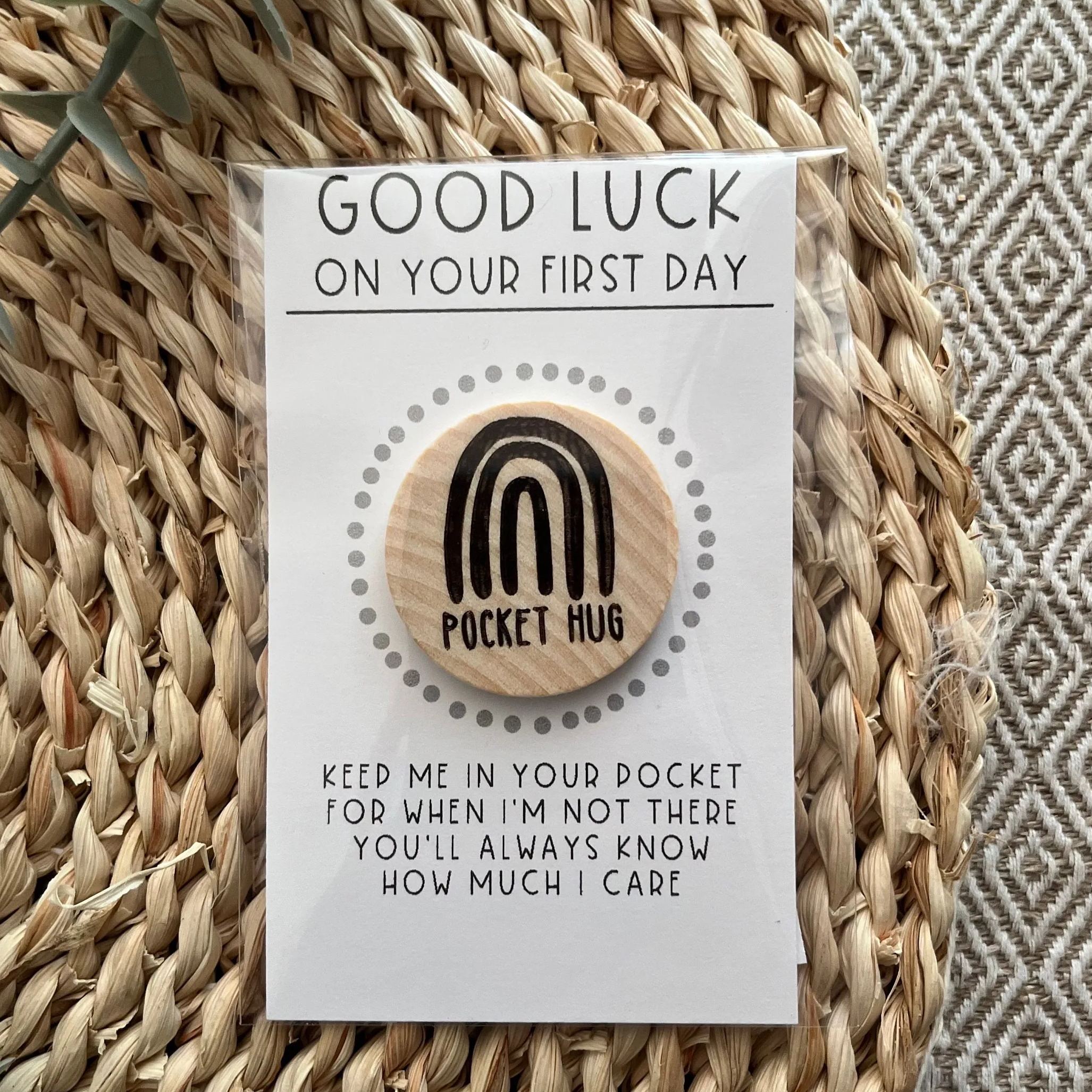 Back to School Wood Pocket Hug Token