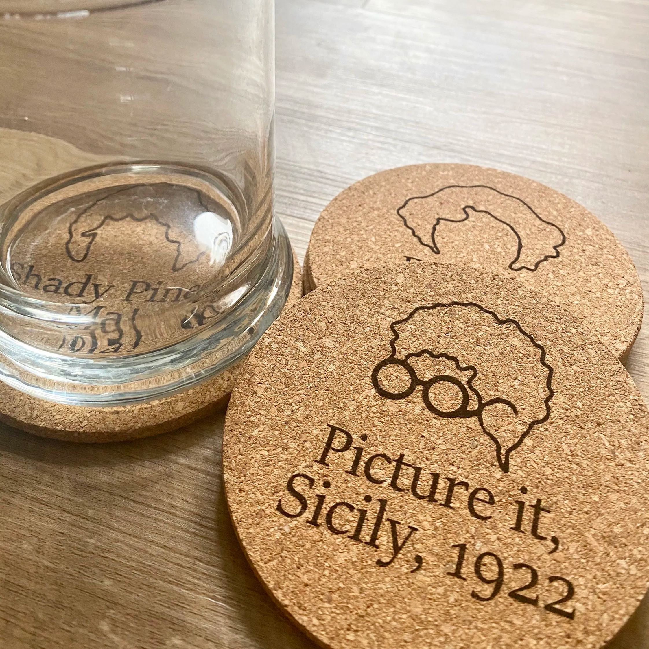 Funny Golden Girls Cork Coasters Set