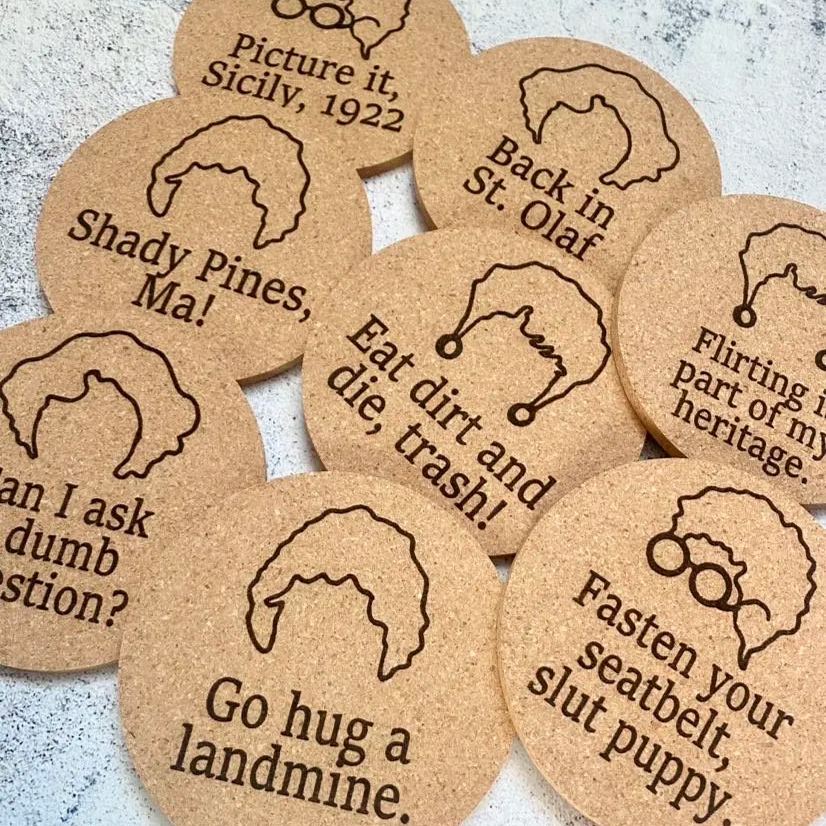 Funny Golden Girls Cork Coasters Set