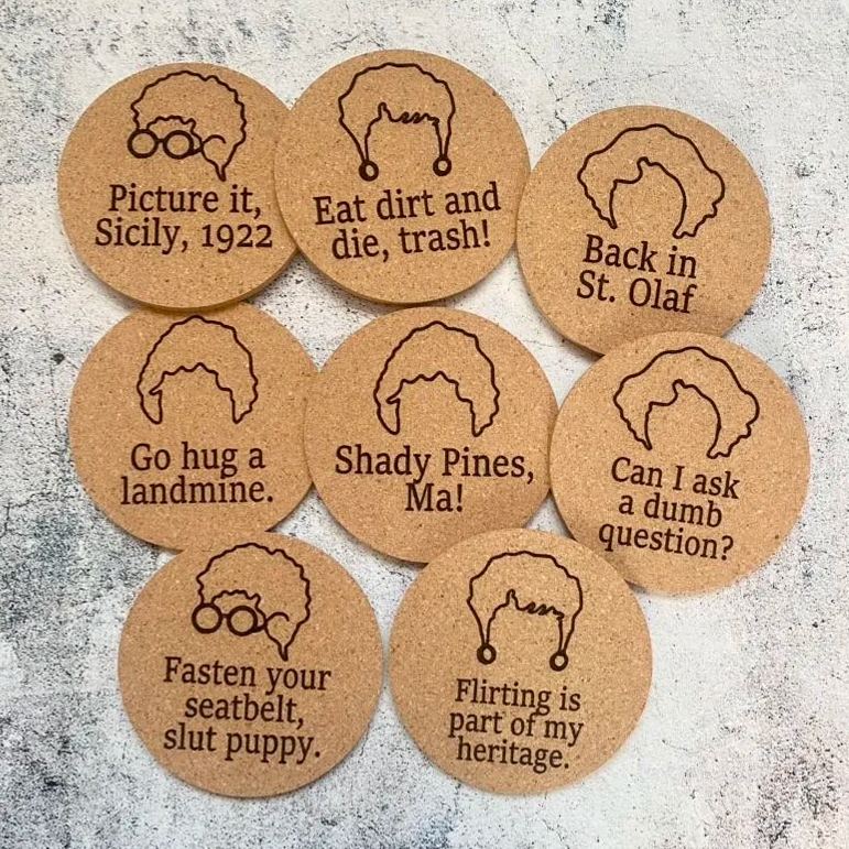 Funny Golden Girls Cork Coasters Set