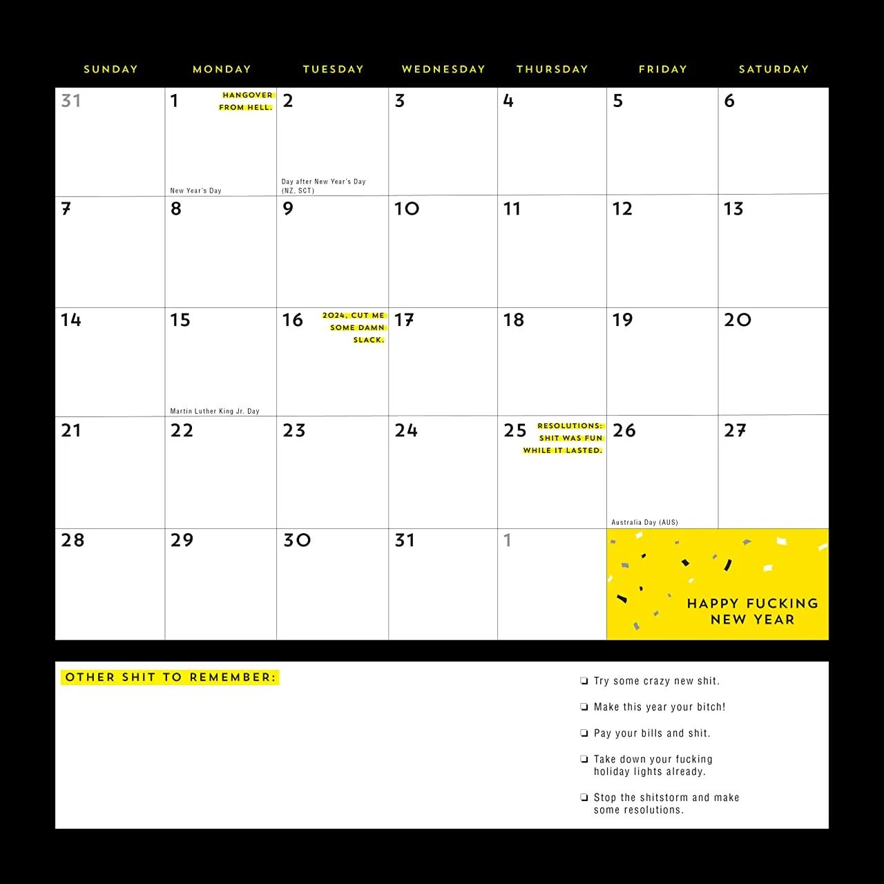 A F*cking 2024 Wall Calendar:Get Your Sh*t Together This Year - Includes Stickers!
