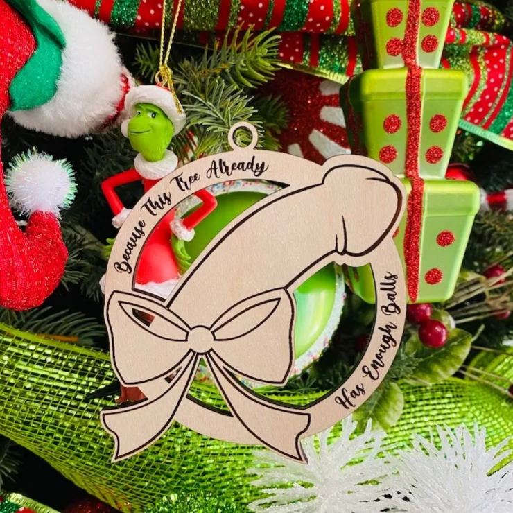 Well Hung Naughty Christmas Ornament