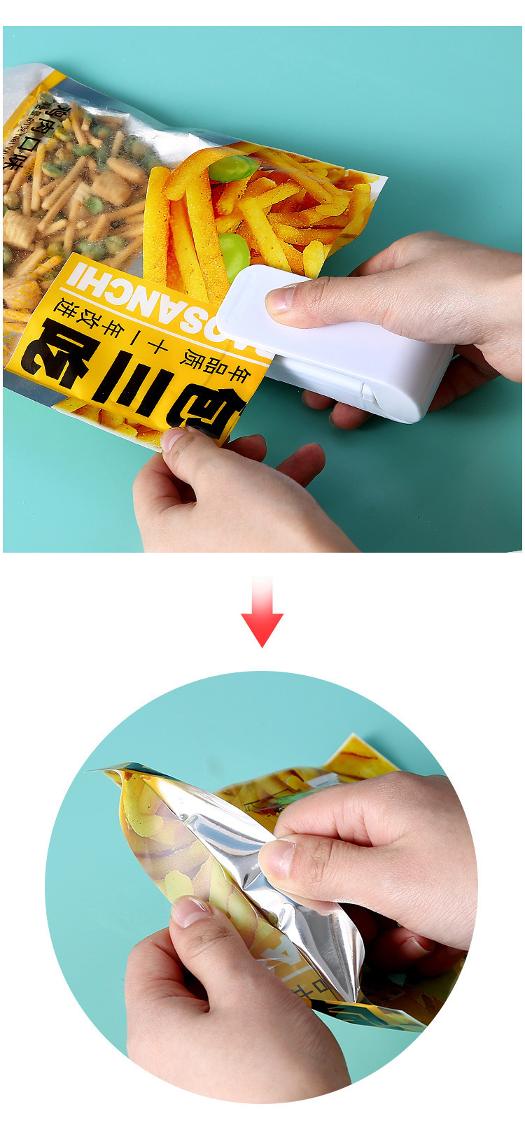 2 in 1 Mini Bag Sealer & Cutter Handheld Bag Heat Vacuum Sealer Bag Re