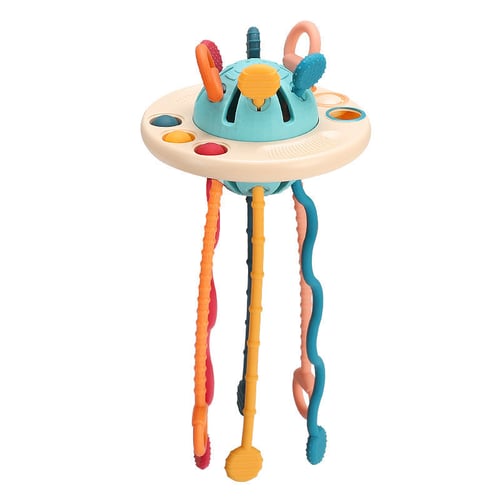🎁Nice Gift For your Baby 🛸Montessori UFO Silicone Pulling Toy🎈