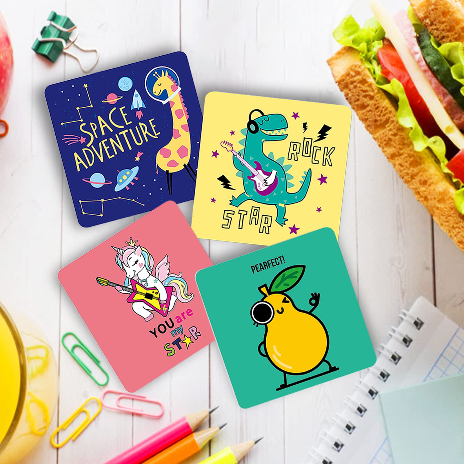 🔥NEW ARRIVAL🌈Pack of 60 Motivational Lunch Cards for Kids🎁