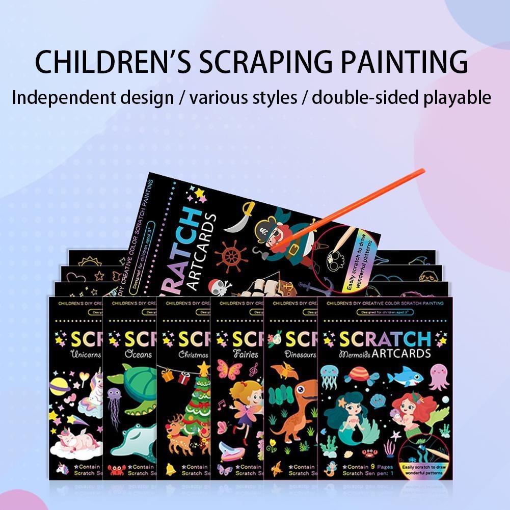 🎨DIY Paint Scraping Magic Scratch Paper Art Cards 🌈