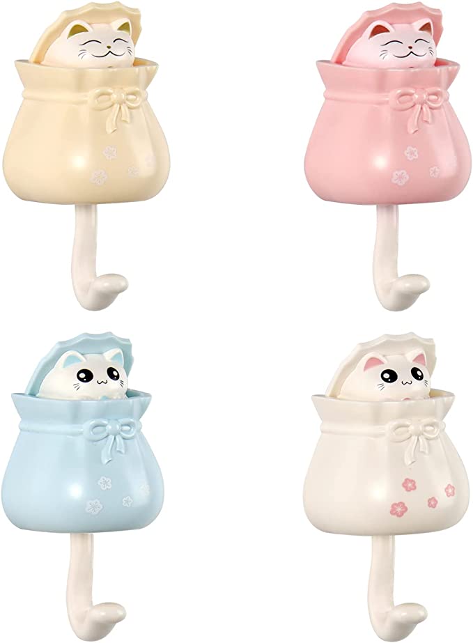 4 Pcs Cute Cat Hooks