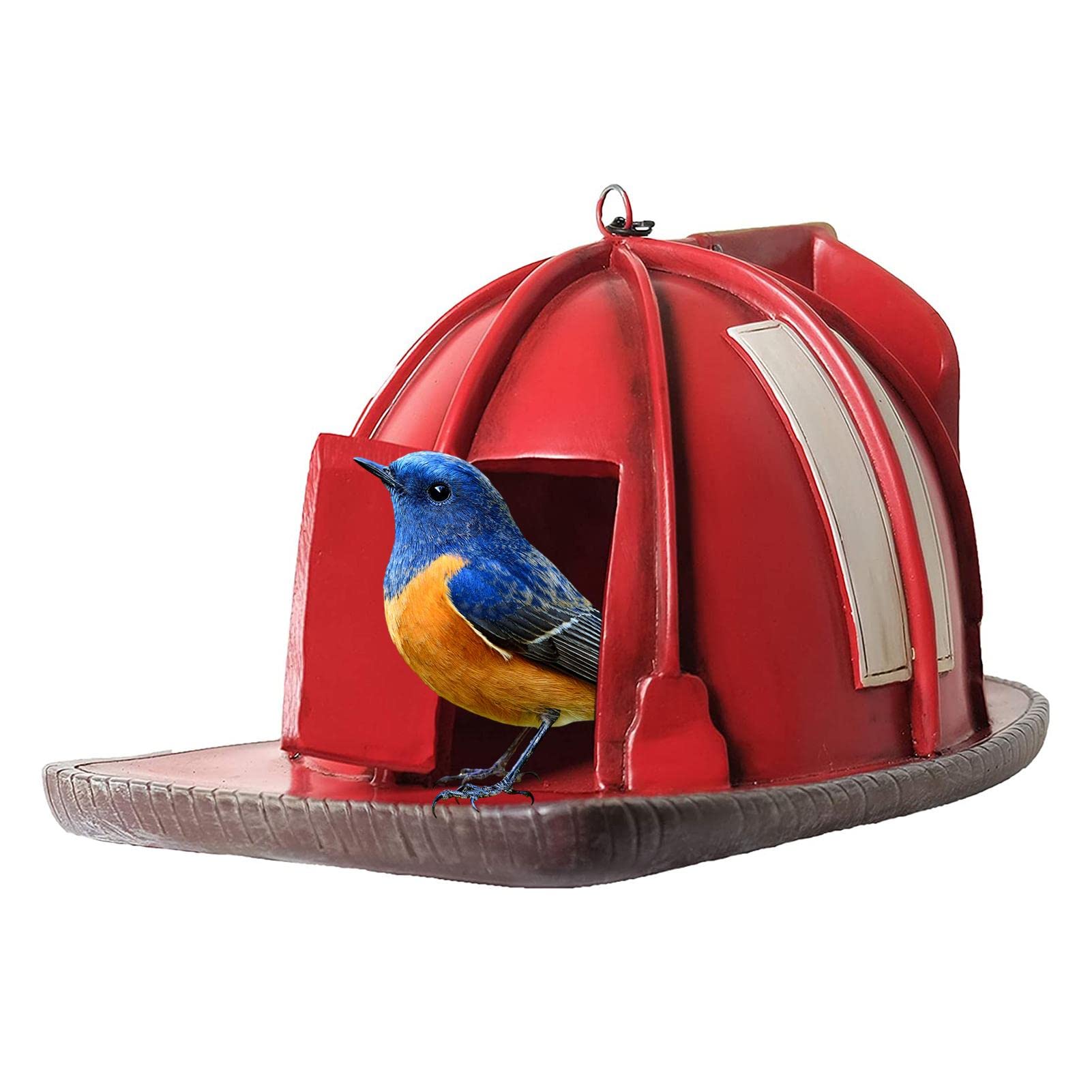 🐦️HOT SALE 50% OFF⛑Retro Red Firefighter Helmet Bird House💖