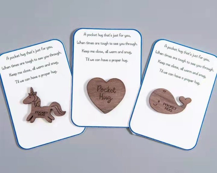 Personalized Pocket Animal Hug Wooden Token