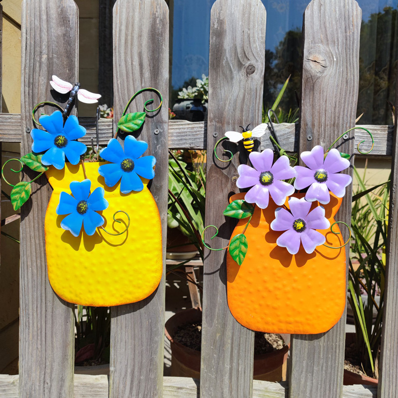 💐Hand-painted iron vase wall hanging