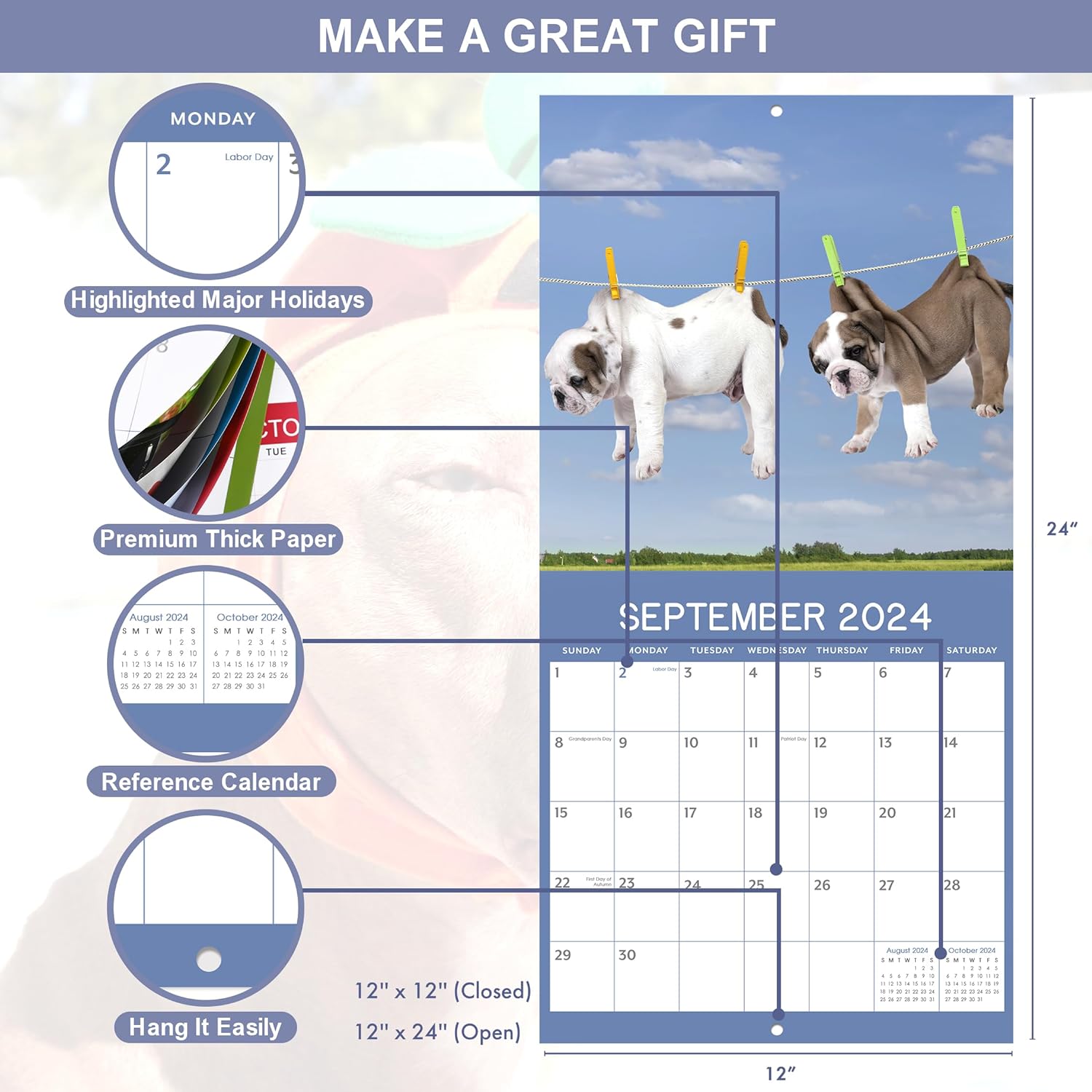 2024 Fun Dogs Wall Calendar