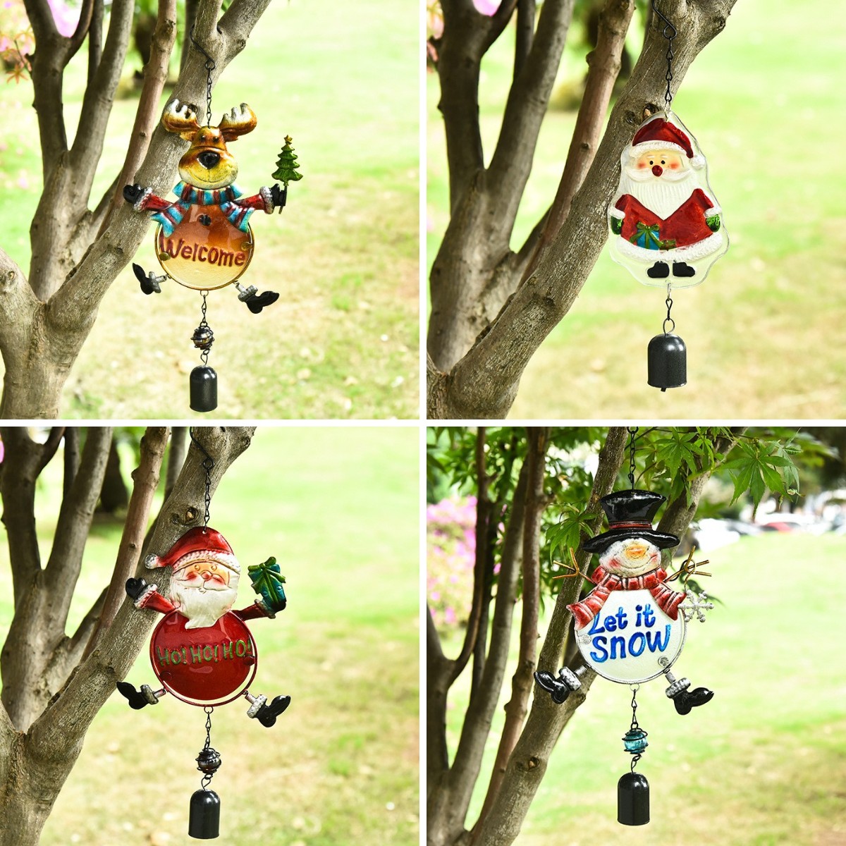 Cute Christmas Wind Chimes Wrought Iron Hang Pendant