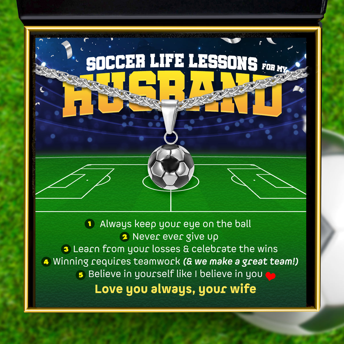 ⚽Soccer Life Lessons for My Husband -Soccer Necklace Gift Set