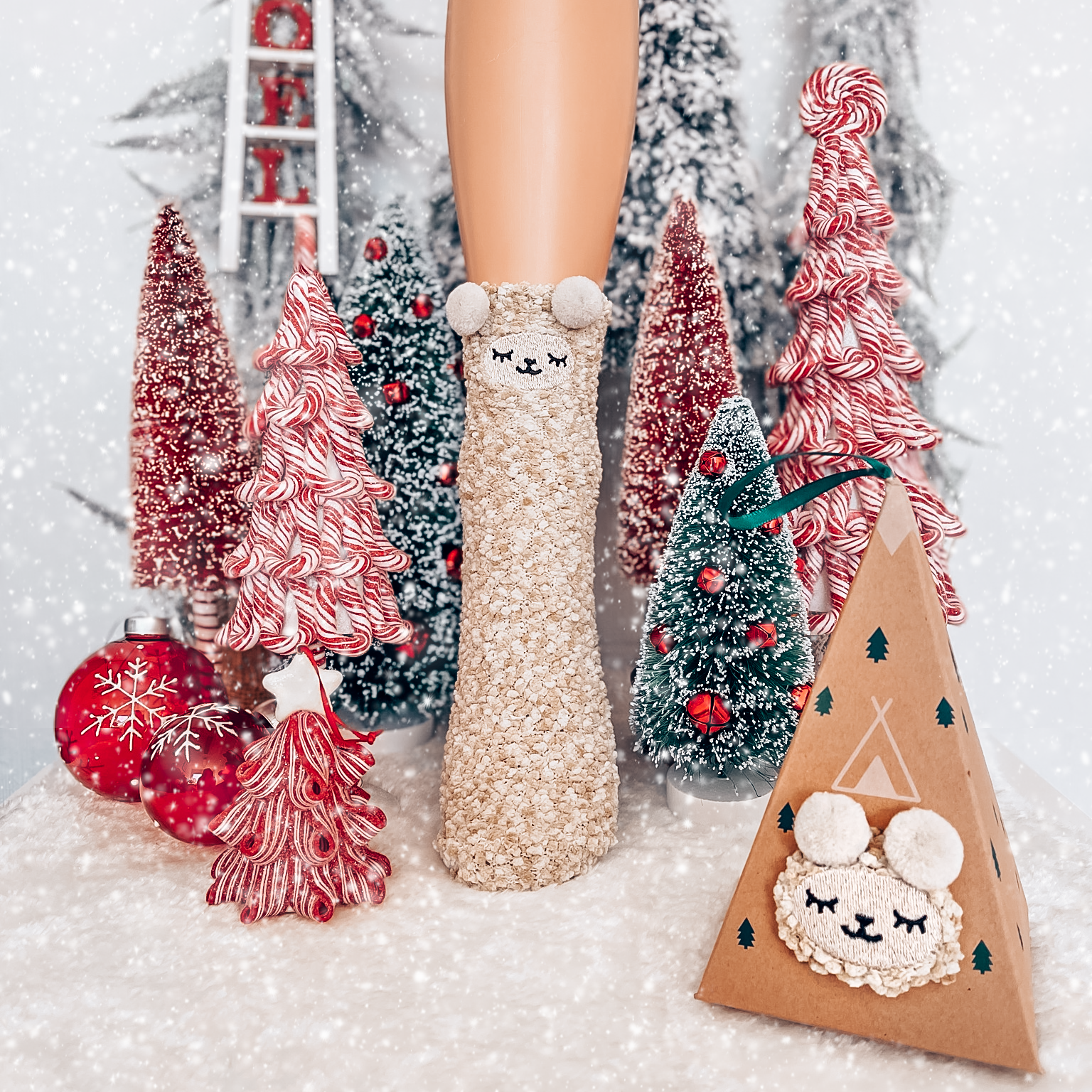 cute christmas furry socks