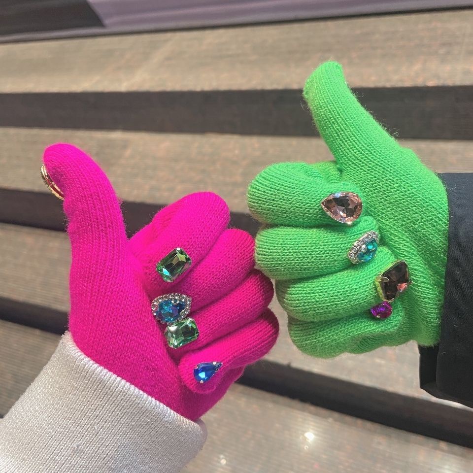 Nail Art Rhinestone Gloves
