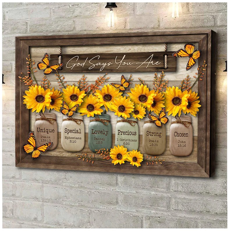 Sunflower Butterfly Canvas Wall Art Print Painting