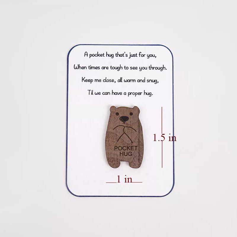 Personalized Pocket Animal Hug Wooden Token