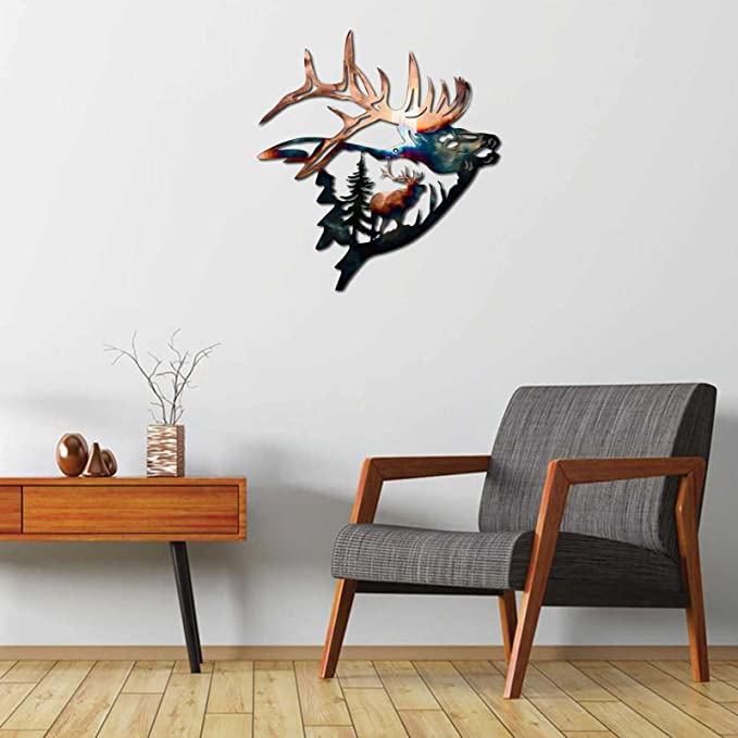 🦆Solo Mallard Hunting & Trout Fishing Scene Metal Wall Art🦆