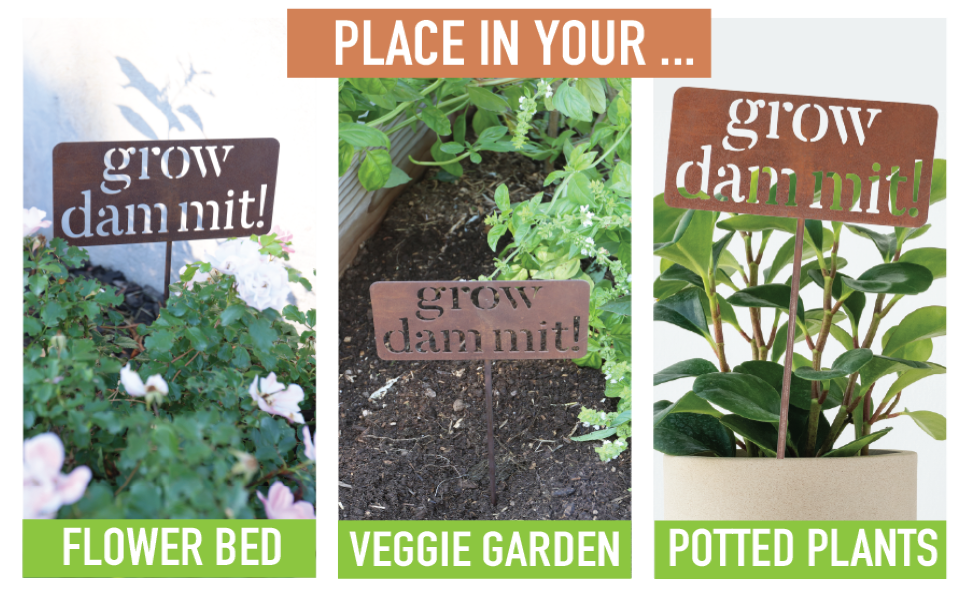 🔥 NEW ARRIVAL 🎁 grow. dammit. Funny Metal Garden Marker Stake Sign