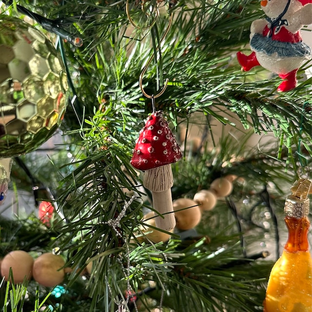 Set of six  mushroom ornament